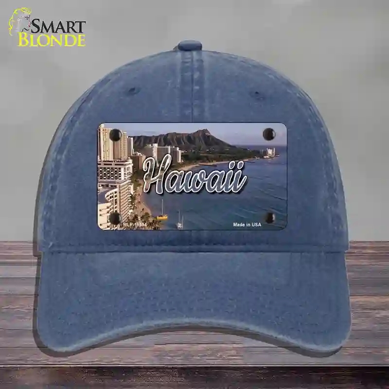 HAT11-MLP-11594 Hawaii Beach State Novelty License Plate Hat, Unconstructed Cotton - Navy