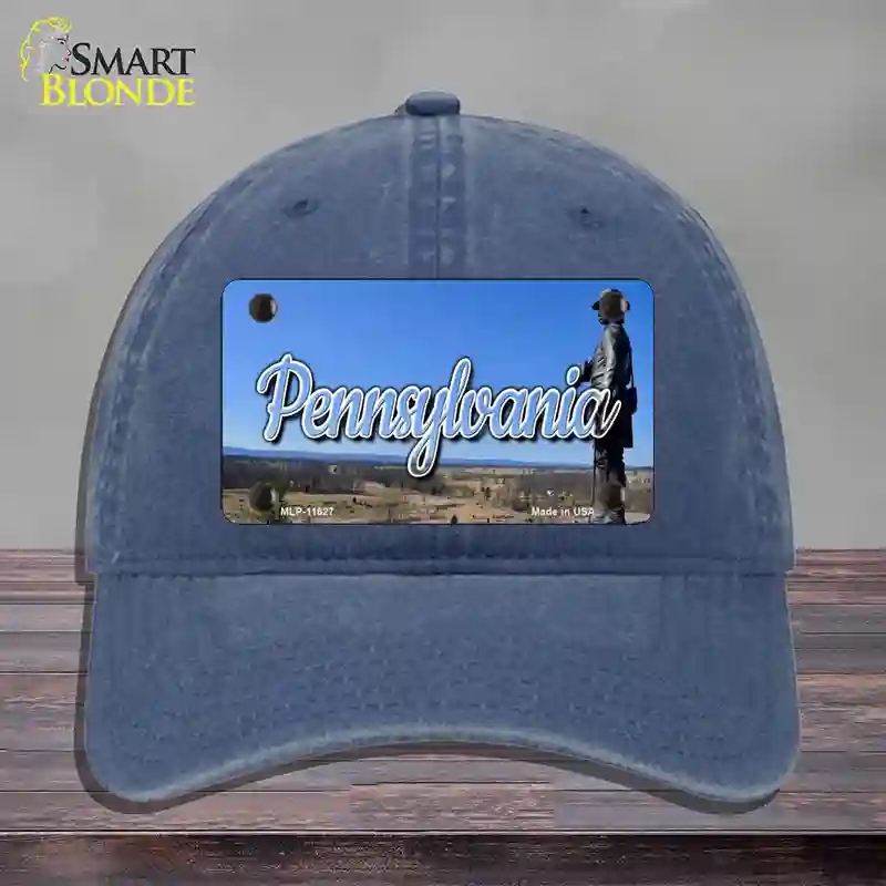 HAT11-MLP-11627 Pennsylvania Gettysburg Statue State Novelty License Plate Hat, Unconstructed Cotton - Navy