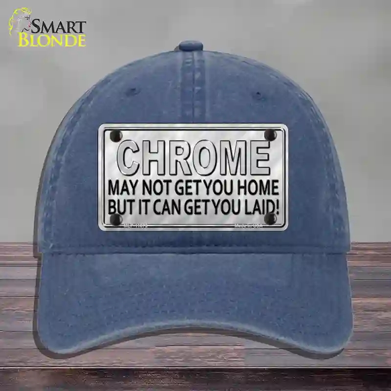 HAT11-MLP-11675 Chrome May Not Get You Home Novelty License Plate Hat, Unconstructed Cotton - Navy