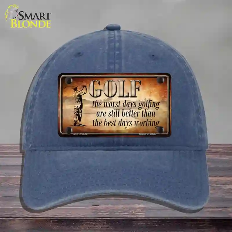 HAT11-MLP-11682 Golf the Worst Days Novelty License Plate Hat, Unconstructed Cotton - Navy