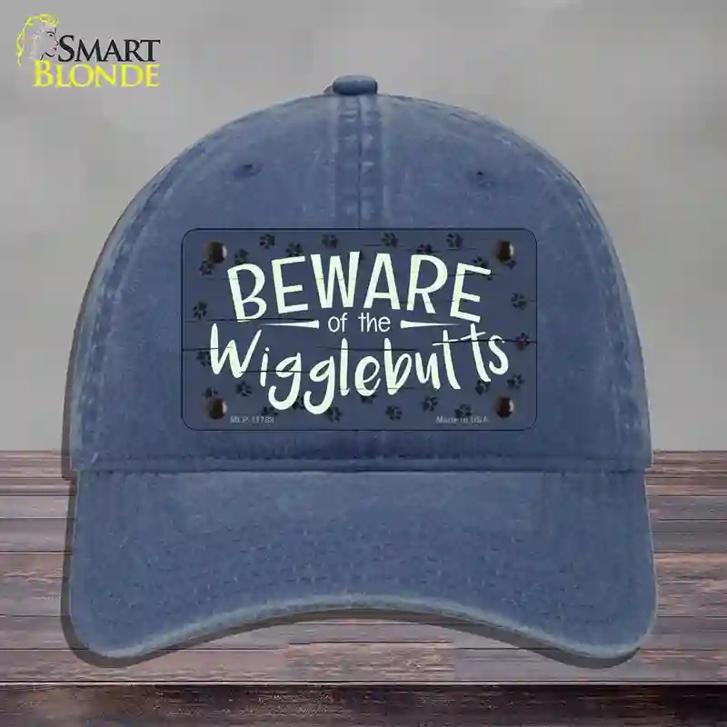 HAT11-MLP-11789 Beware of the Wigglebutts Novelty License Plate Hat, Unconstructed Cotton - Navy