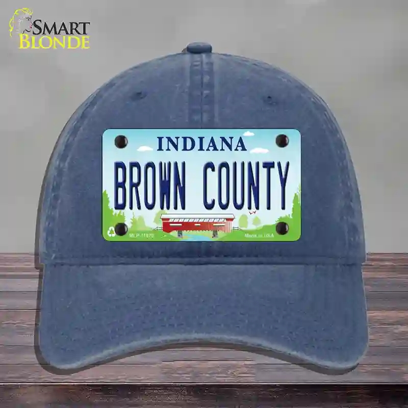 HAT11-MLP-11875 Brown County Indiana Novelty License Plate Hat, Unconstructed Cotton - Navy