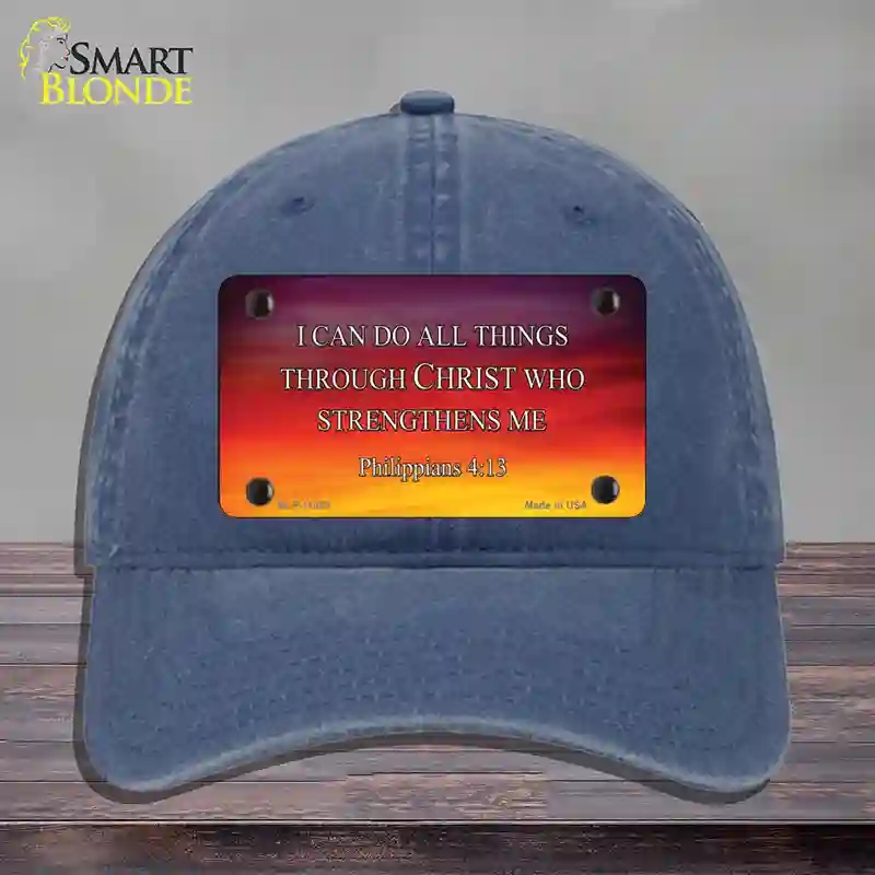 HAT11-MLP-11885 Philippians 4 13 Novelty License Plate Hat, Unconstructed Cotton - Navy