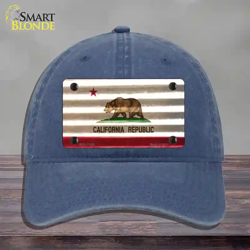 HAT11-MLP-11946 California Corrugated Flag Novelty License Plate Hat, Unconstructed Cotton - Navy