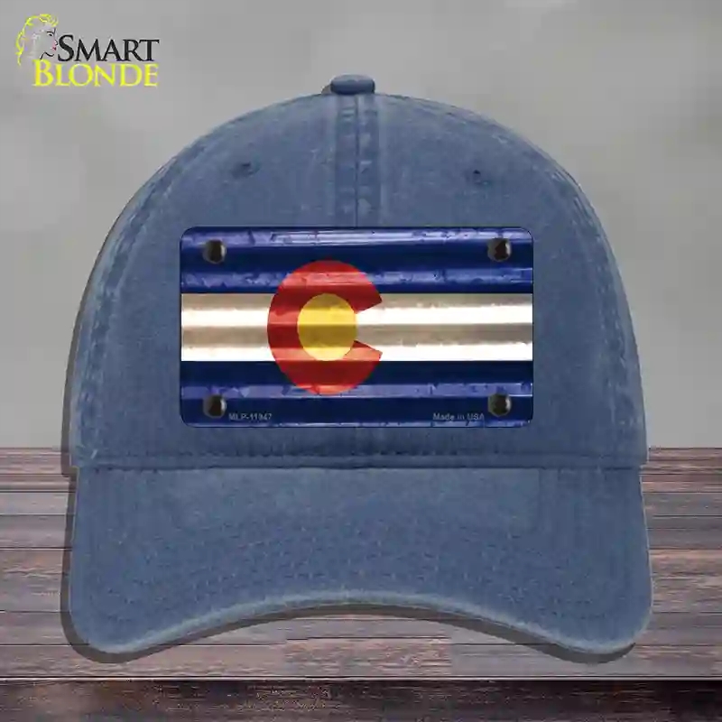 HAT11-MLP-11947 Colorado Corrugated Flag Novelty License Plate Hat, Unconstructed Cotton - Navy