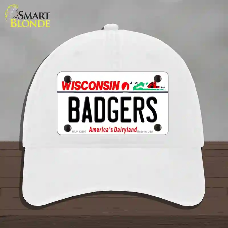 HAT14-MLP-12207 decalrs Wisconsin Novelty License Plate Hat, Unconstructed Cotton - White