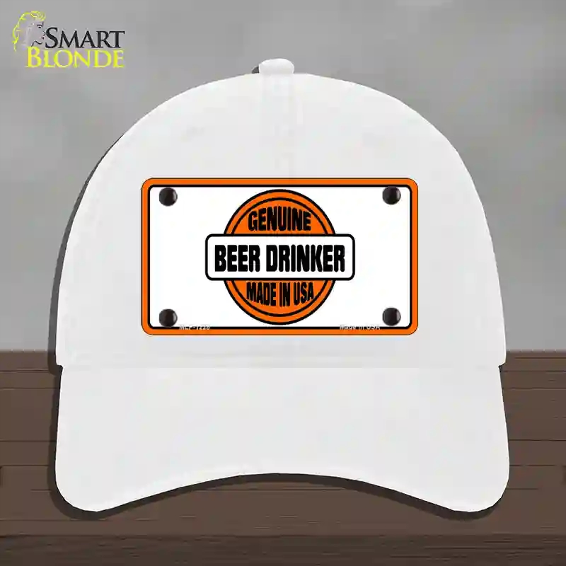 HAT14-MLP-1228 Genuine Beer Drinker Novelty License Plate Hat, Unconstructed Cotton - White