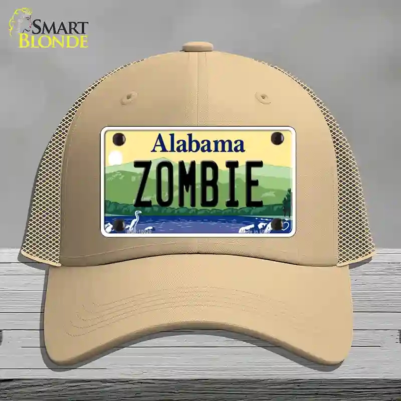 HAT15-MLP-10020 Zombie Alabama Novelty License Plate Hat, Mesh - Khaki