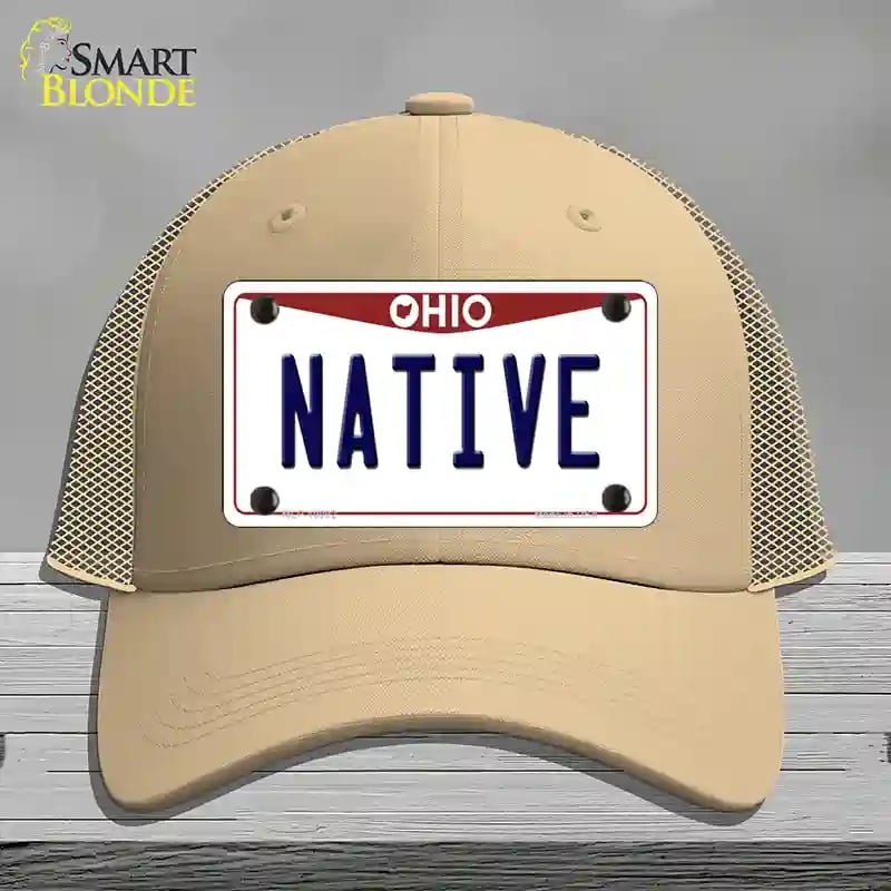 HAT15-MLP-10092 Native Ohio Novelty License Plate Hat, Mesh - Khaki