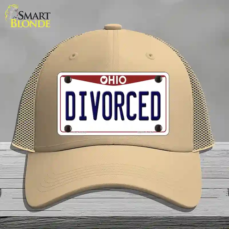 HAT15-MLP-10103 Divorced Ohio Novelty License Plate Hat, Mesh - Khaki