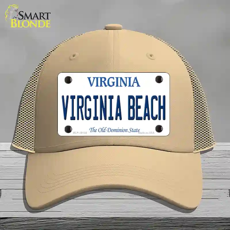 HAT15-MLP-10105 Virginia Beach Novelty License Plate Hat, Mesh - Khaki