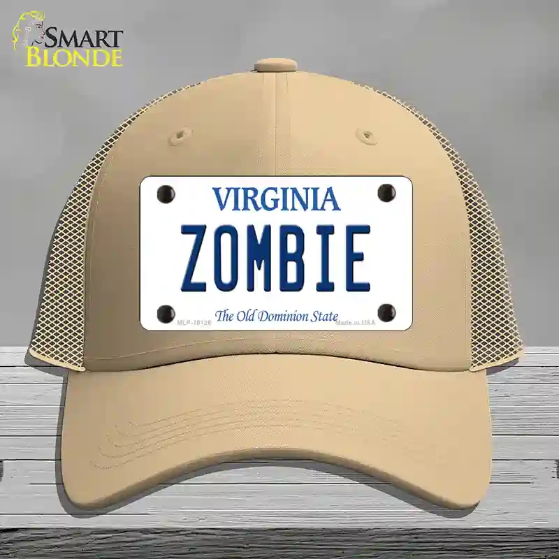 HAT15-MLP-10126 Zombie Virginia Novelty License Plate Hat, Mesh - Khaki
