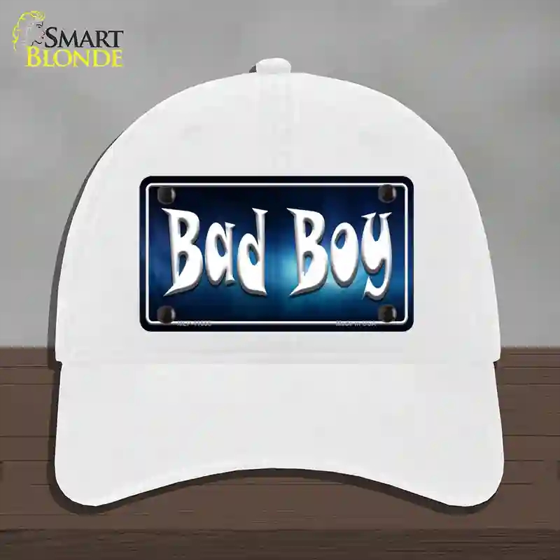 HAT14-MLP-11555 Bad Boy Novelty License Plate Hat, Unconstructed Cotton - White