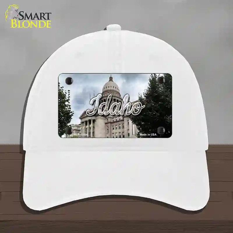 HAT14-MLP-11596 Idaho Capital Building State Novelty License Plate Hat, Unconstructed Cotton - White