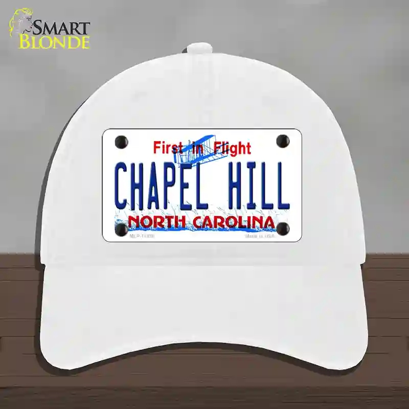 HAT14-MLP-11838 Chapel Hill North Carolina Novelty License Plate Hat, Unconstructed Cotton - White