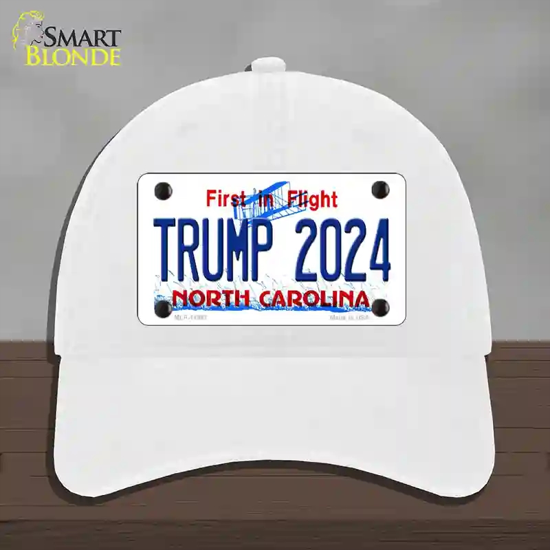 HAT14-MLP-11847 Trump 2024 North Carolina Novelty License Plate Hat, Unconstructed Cotton - White