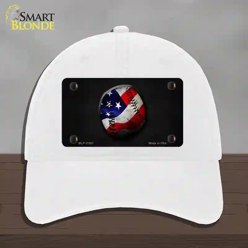 HAT14-MLP-11881 American Baseball Novelty License Plate Hat, Unconstructed Cotton - White