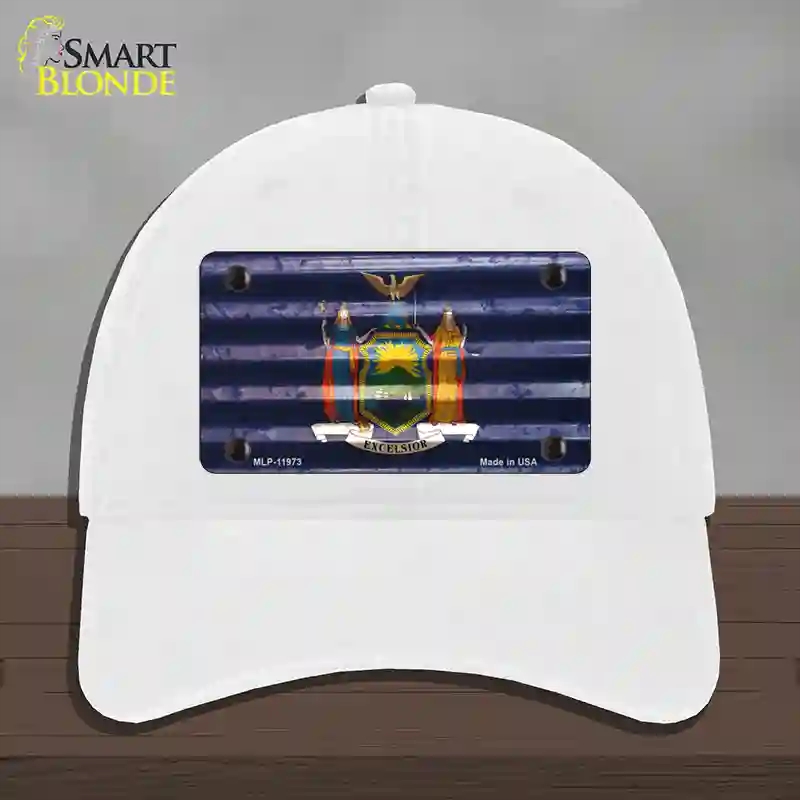 HAT14-MLP-11973   York Corrugated Flag Novelty License Plate Hat, Unconstructed Cotton - White