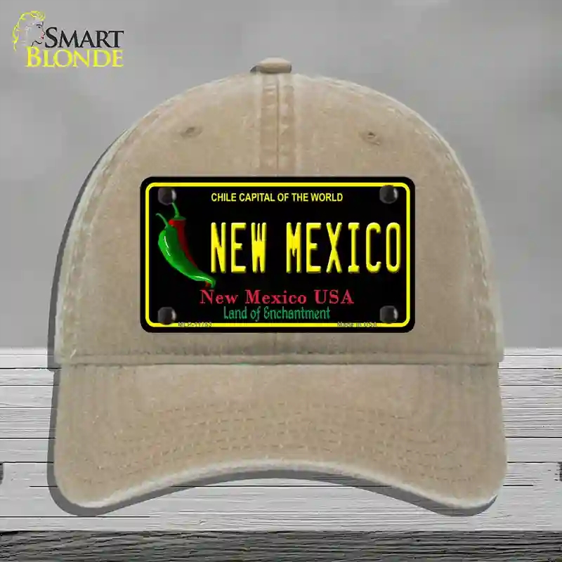 HAT09-MLP-11753   Mexico Black State Novelty License Plate Hat, Unconstructed Cotton - Khaki