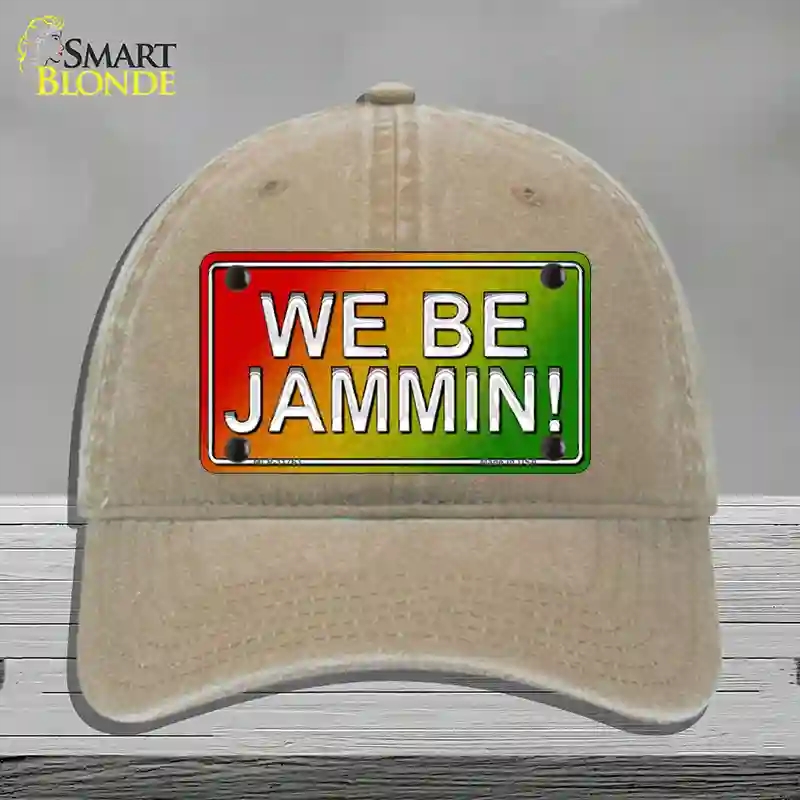 HAT09-MLP-11763 We Be Jamming Rasta Novelty License Plate Hat, Unconstructed Cotton - Khaki