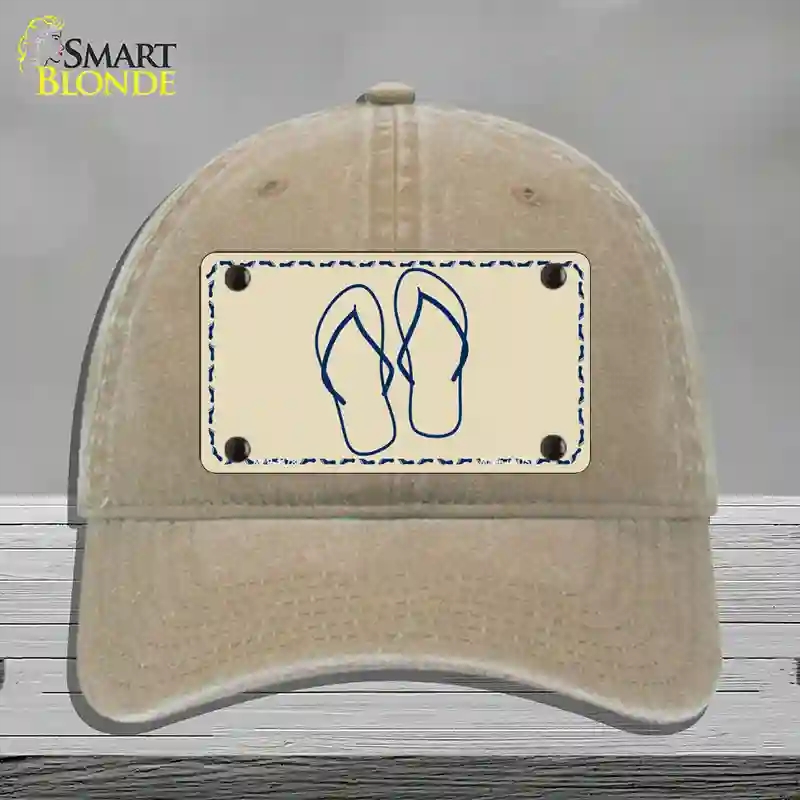 HAT09-MLP-1178 Flip Flops Novelty License Plate Hat, Unconstructed Cotton - Khaki