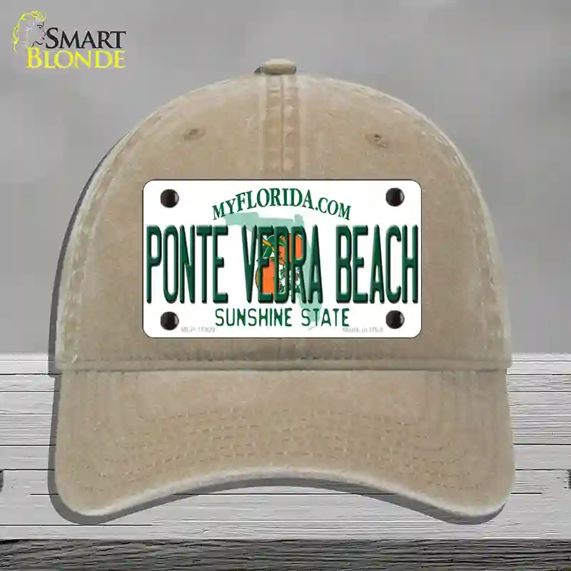 HAT09-MLP-11929 Florida Ponte Vedra Beach Novelty License Plate Hat, Unconstructed Cotton - Khaki