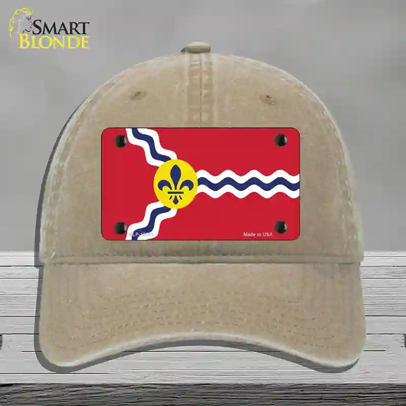 HAT09-MLP-12043 St. Louis State Flag Missouri Novelty License Plate Hat, Unconstructed Cotton - Khaki