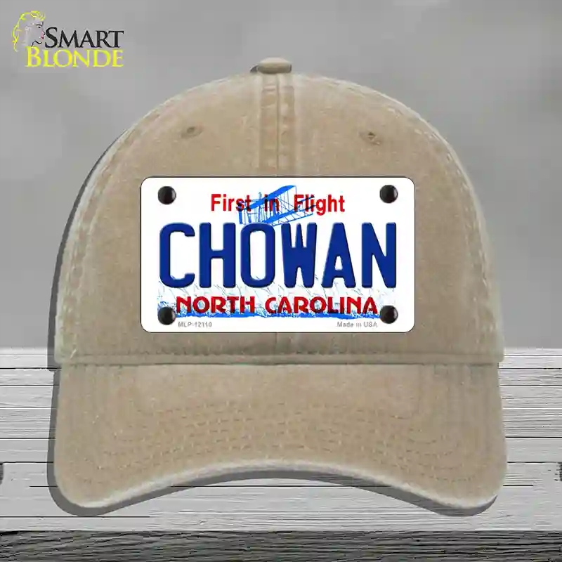HAT09-MLP-12110 Chowan North Carolina State Novelty License Plate Hat, Unconstructed Cotton - Khaki