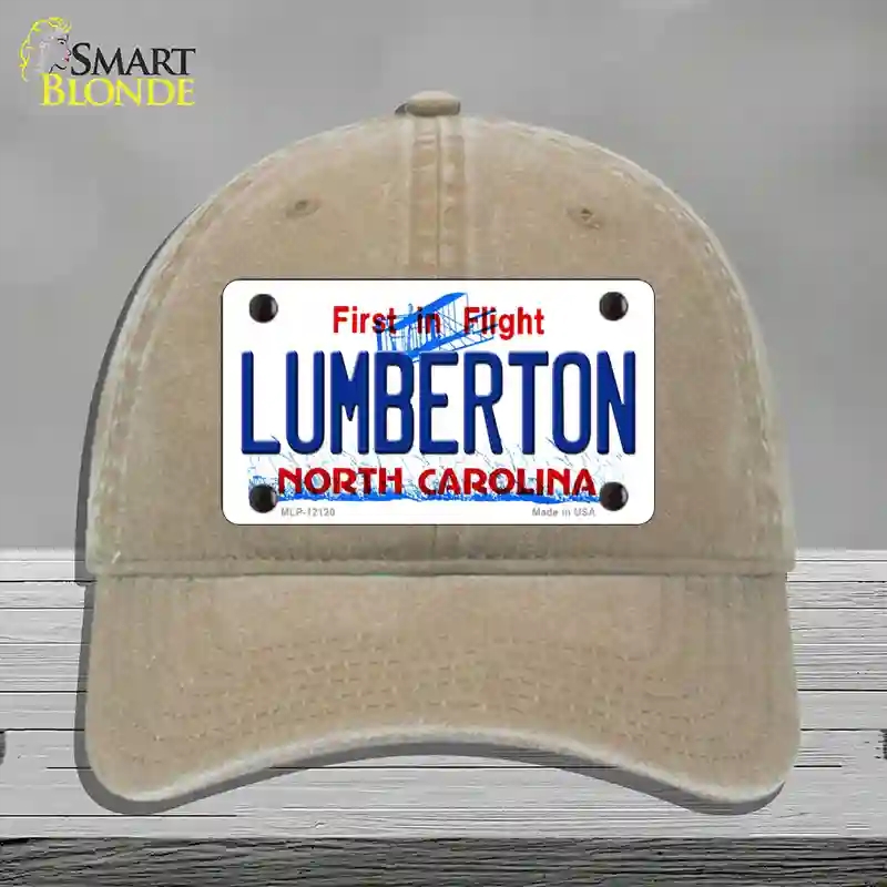 HAT09-MLP-12120 Lumberton North Carolina State Novelty License Plate Hat, Unconstructed Cotton - Khaki