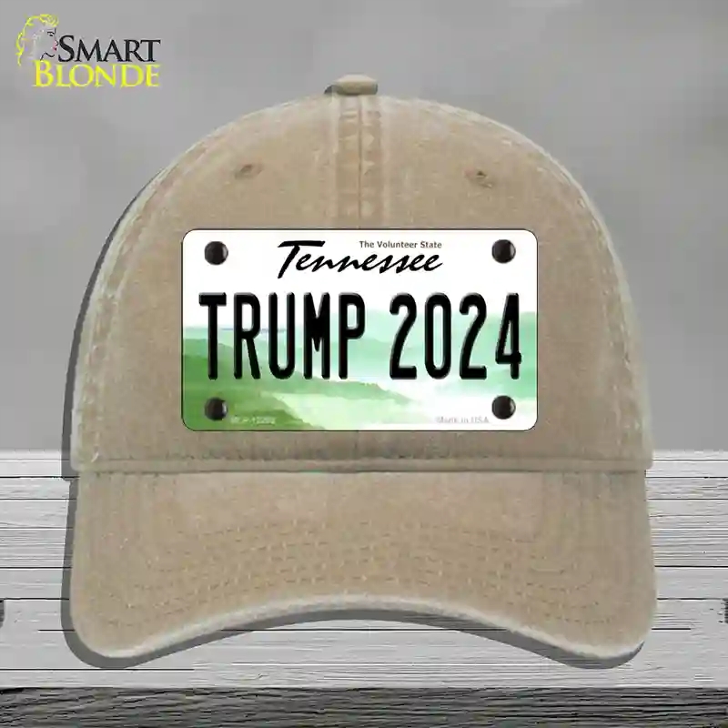 HAT09-MLP-12255 Trump 2024 Tennessee Novelty License Plate Hat, Unconstructed Cotton - Khaki