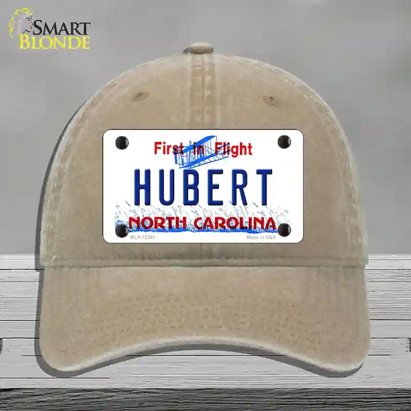 HAT09-MLP-12291 North Carolina Hubert Novelty License Plate Hat, Unconstructed Cotton - Khaki
