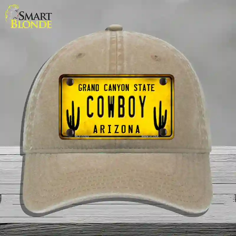HAT09-MLP-12322 Arizona Cowboy Novelty License Plate Hat, Unconstructed Cotton - Khaki