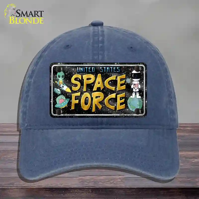 HAT11-MLP-12056 Space Force Novelty License Plate Hat, Unconstructed Cotton - Navy