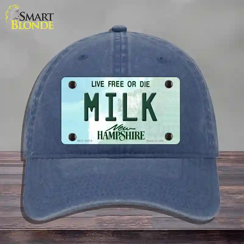 HAT11-MLP-12074 Milk   Hampshire State Novelty License Plate Hat, Unconstructed Cotton - Navy