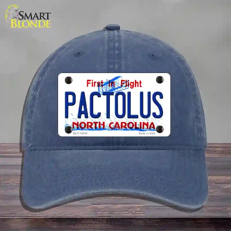 HAT11-MLP-12089 Pactolus North Carolina State Novelty License Plate Hat, Unconstructed Cotton - Navy