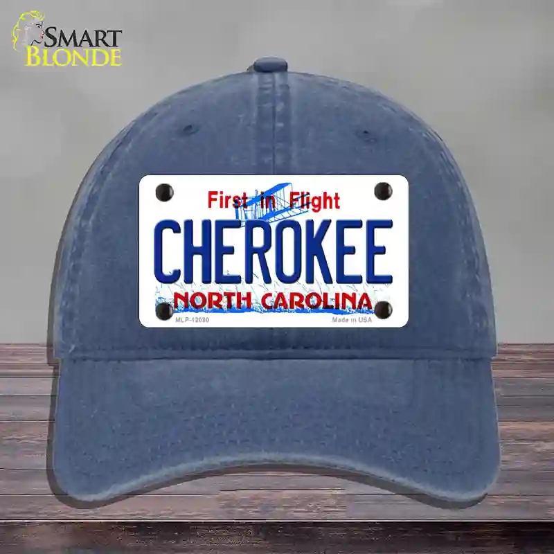 HAT11-MLP-12090 Cherokee North Carolina State Novelty License Plate Hat, Unconstructed Cotton - Navy