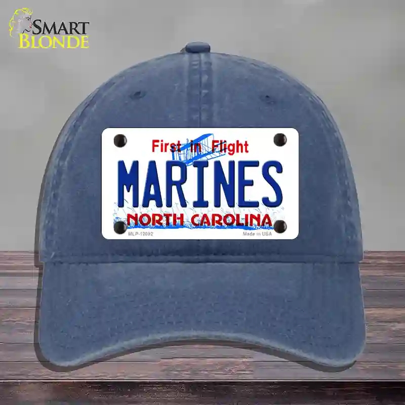 HAT11-MLP-12092 Marines North Carolina State Novelty License Plate Hat, Unconstructed Cotton - Navy