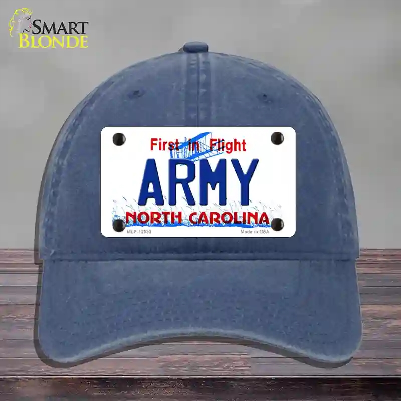 HAT11-MLP-12093 Army North Carolina State Novelty License Plate Hat, Unconstructed Cotton - Navy