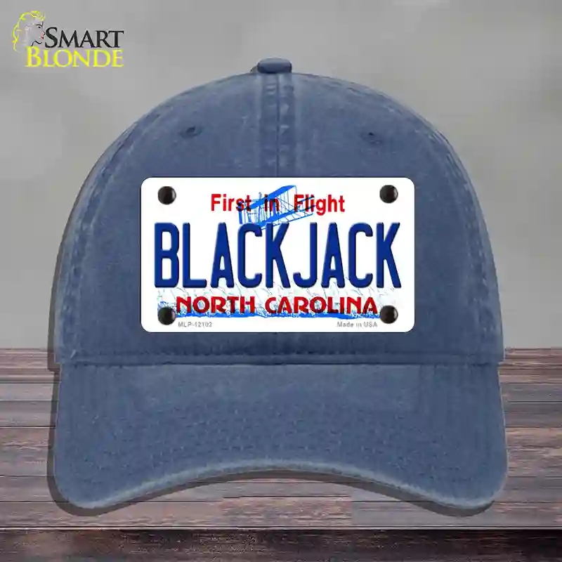HAT11-MLP-12102 Blackjack North Carolina State Novelty License Plate Hat, Unconstructed Cotton - Navy