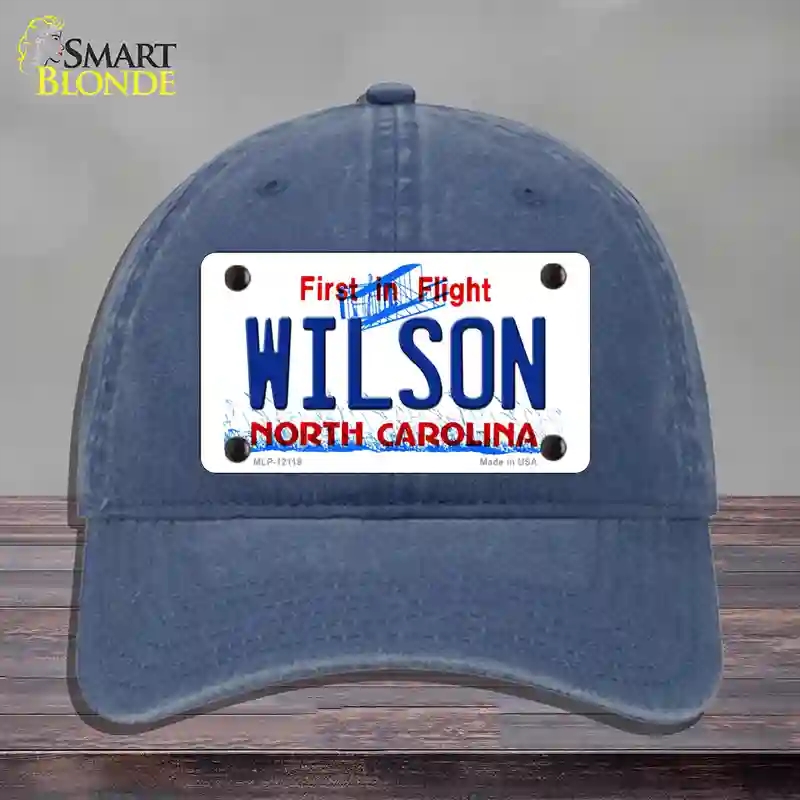 HAT11-MLP-12119 Wilson North Carolina Flight Novelty License Plate Hat, Unconstructed Cotton - Navy