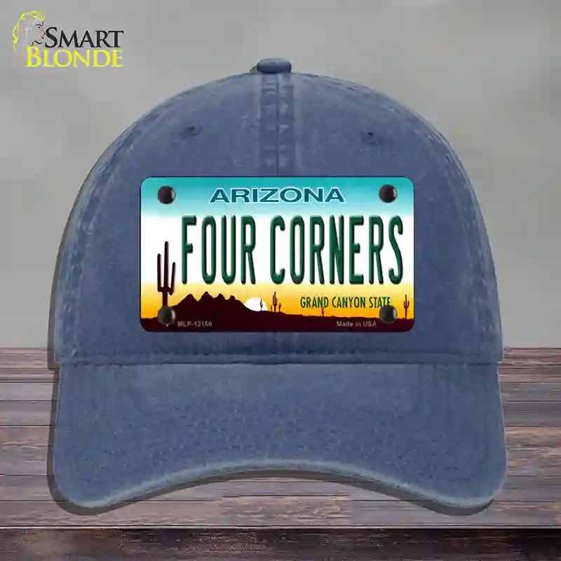 HAT11-MLP-12158 Four Corners Arizona Novelty License Plate Hat, Unconstructed Cotton - Navy