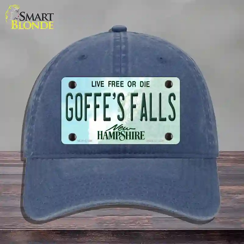HAT11-MLP-12166 Goffes Falls   Hampshire Novelty License Plate Hat, Unconstructed Cotton - Navy