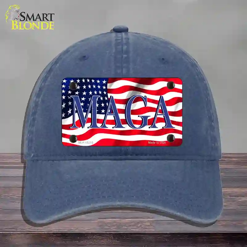 HAT11-MLP-12212 MAGA Flag Novelty License Plate Hat, Unconstructed Cotton - Navy