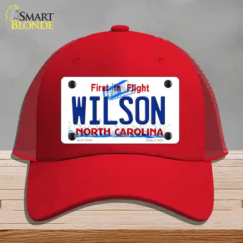 HAT17-MLP-12100 Wilson North Carolina State Novelty License Plate Hat, Mesh - Red
