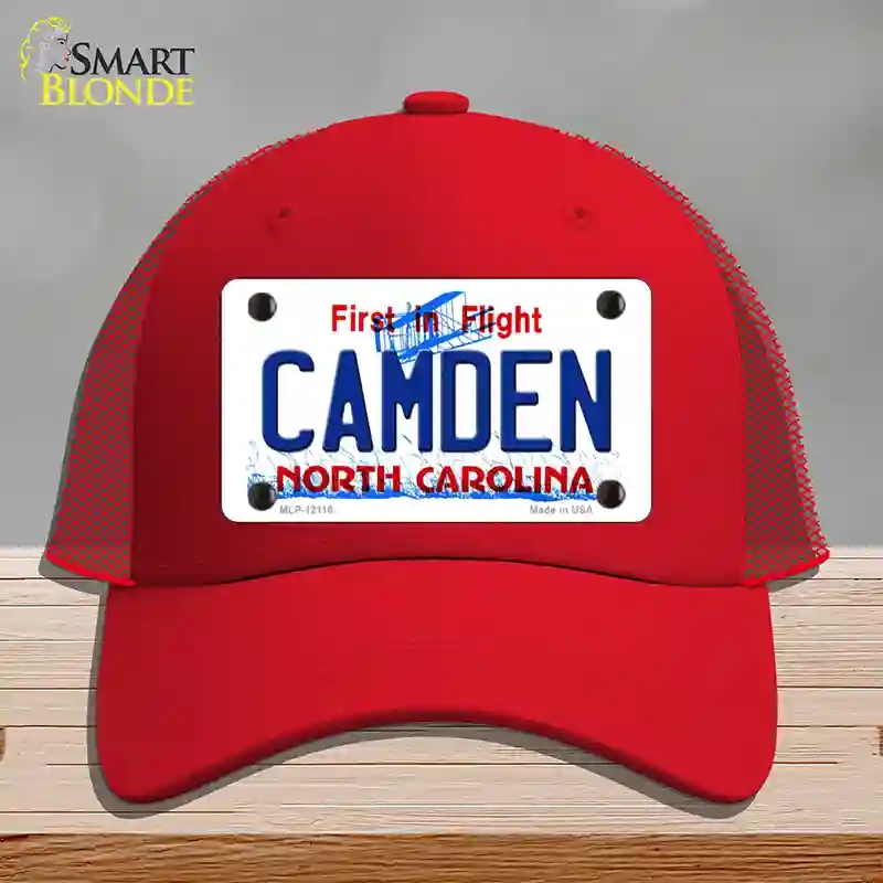 HAT17-MLP-12116 Camden North Carolina State Novelty License Plate Hat, Mesh - Red