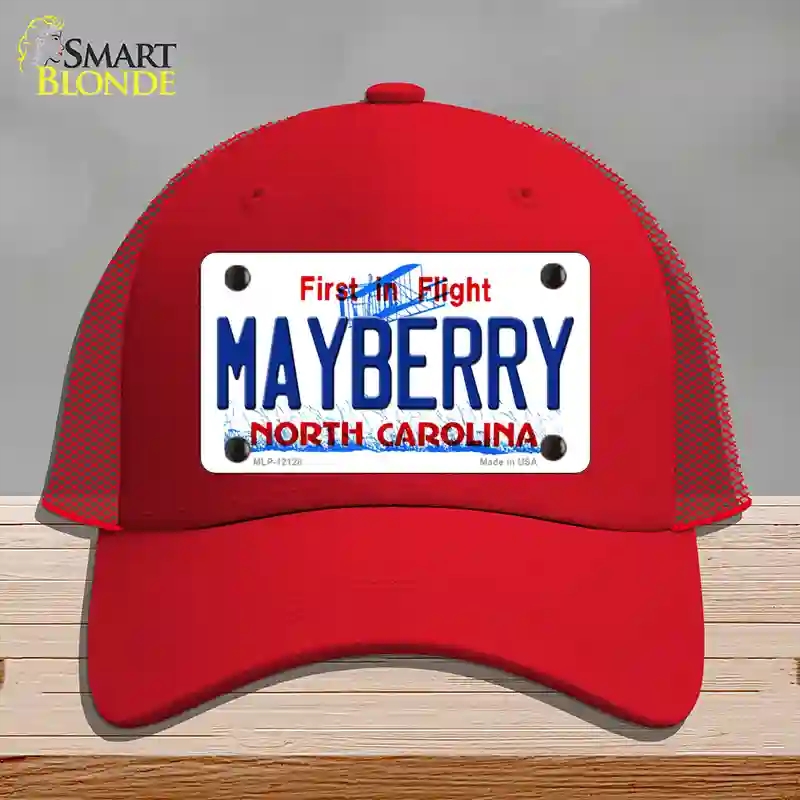 HAT17-MLP-12128 Mayberry North Carolina State Novelty License Plate Hat, Mesh - Red
