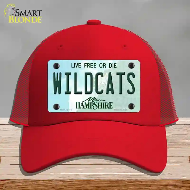 HAT17-MLP-12135 Wildcats   Hampshire Novelty License Plate Hat, Mesh - Red