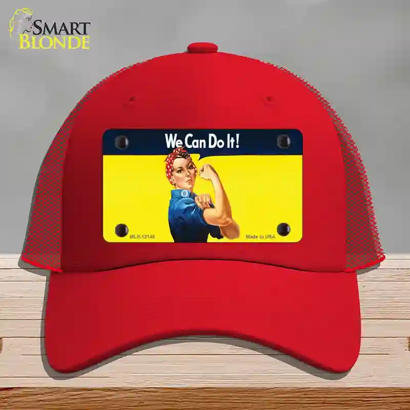 HAT17-MLP-12140 We Can Do It Novelty License Plate Hat, Mesh - Red
