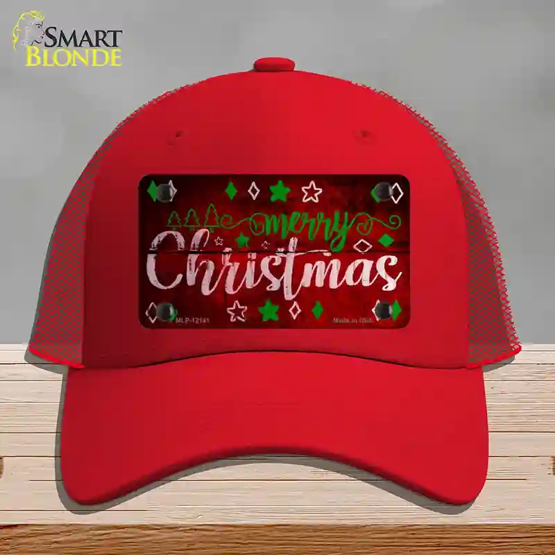 HAT17-MLP-12141 Merry Christmas Red Novelty License Plate Hat, Mesh - Red