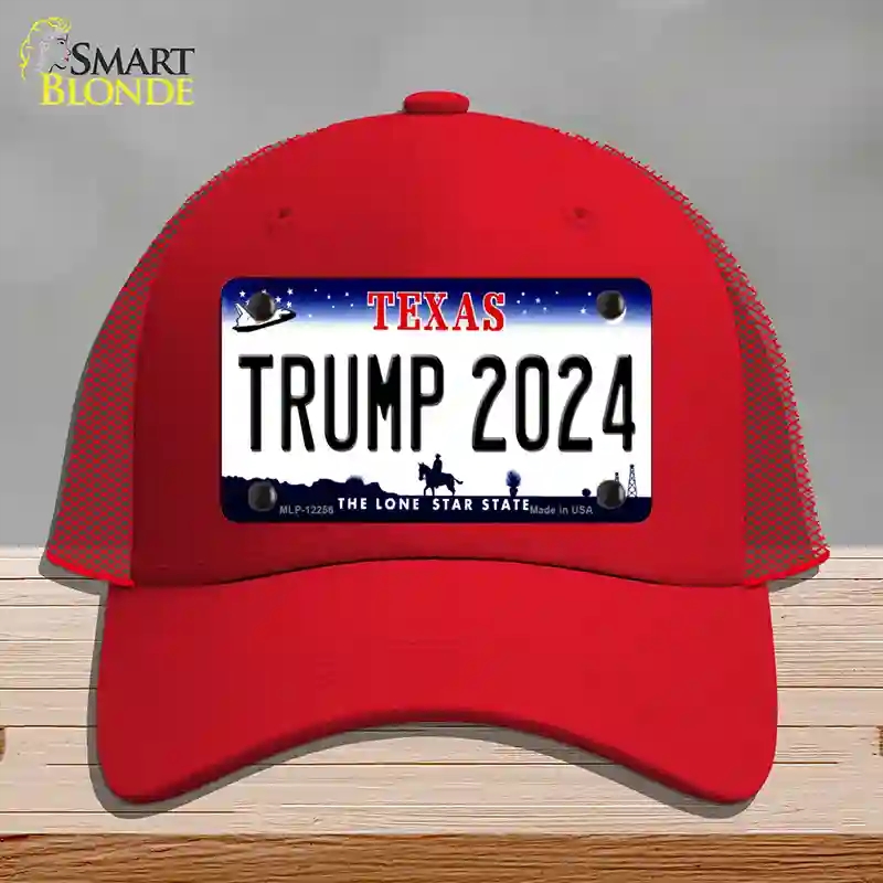 HAT17-MLP-12256 Trump 2024 Texas Novelty License Plate Hat, Mesh - Red